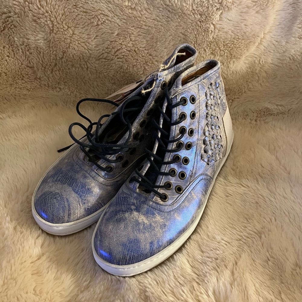 A.S.98 RARE! Women’s Brand New w/ Box Leather Hightop Booties Euro 40 Ice Blue - Picture 3 of 7